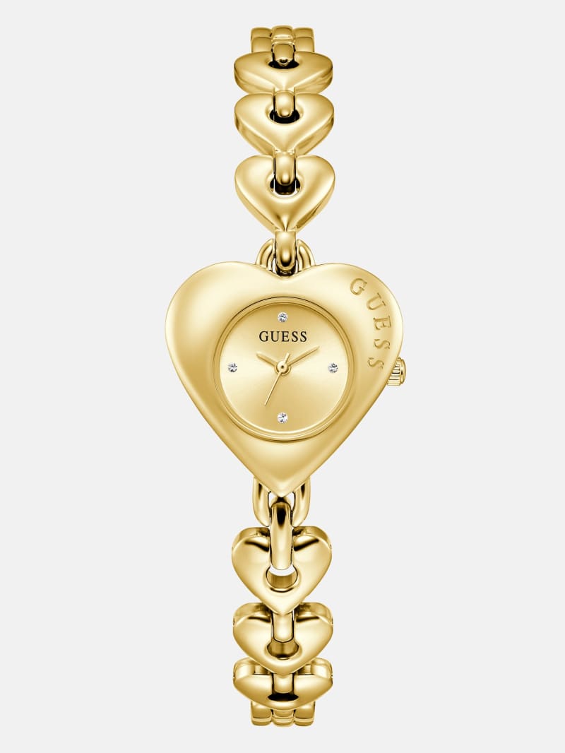 Gold-Tone Heart Analog Watch