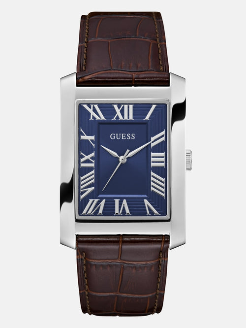 Silver-Tone and Navy Analog Watch