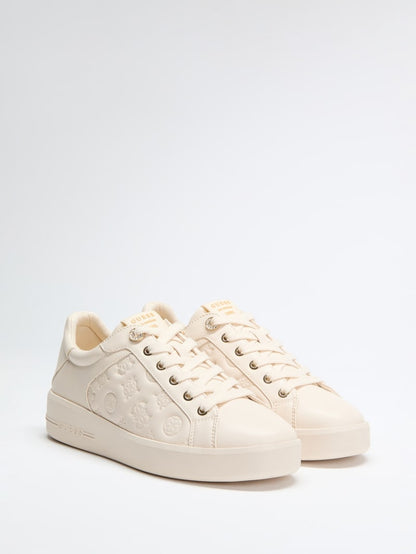 Ronii Debossed Peony Low-Top Sneakers
