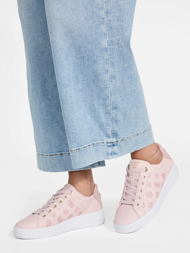 Ronii Debossed Peony Low-Top Sneakers