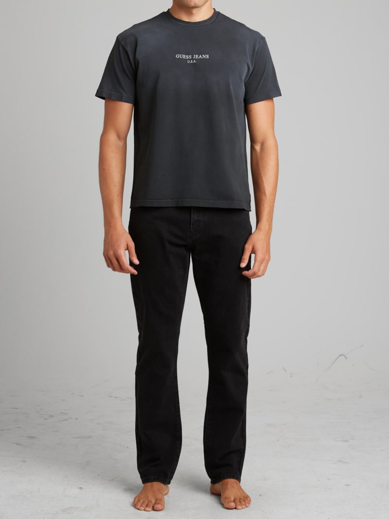 Washed Black Straight Denim Pants