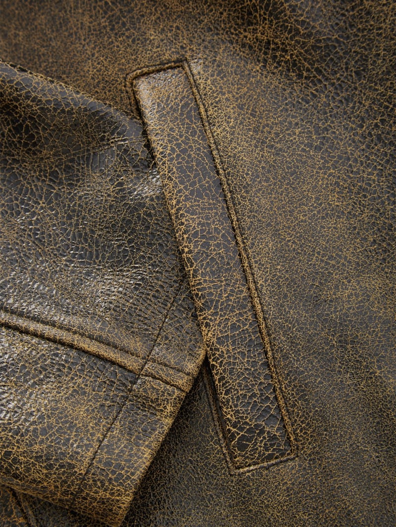 crackle leather coat