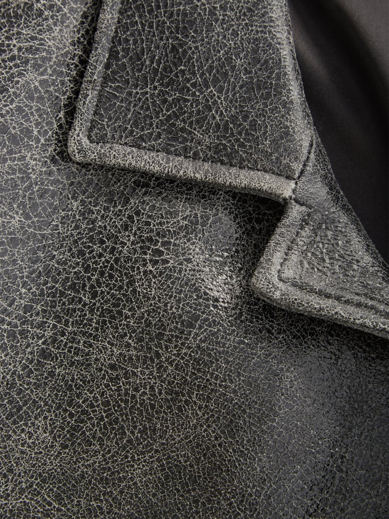 crackle leather coat
