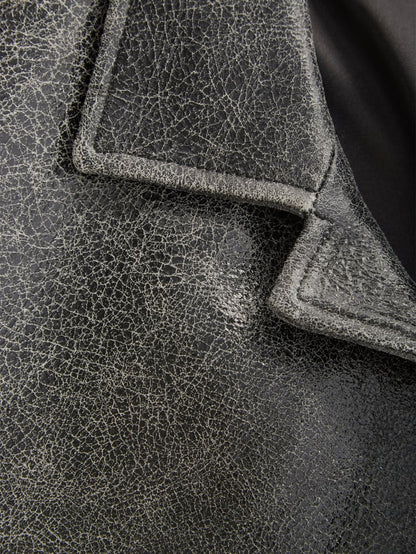 crackle leather coat
