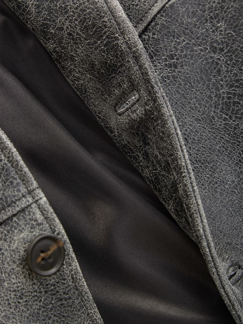 crackle leather coat