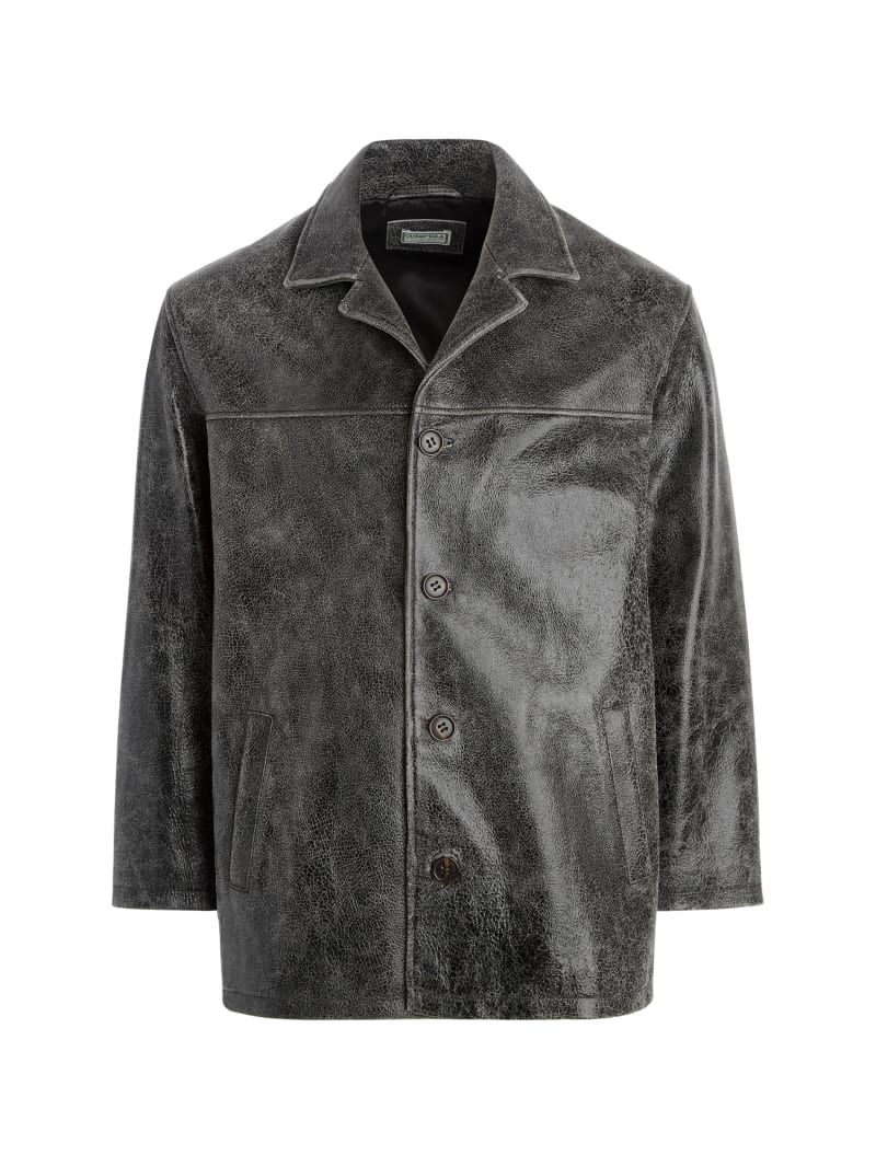 crackle leather coat