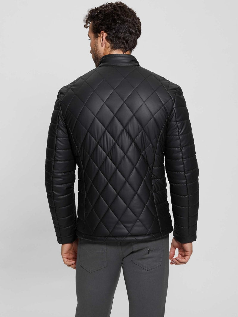 Diamond Quilted Faux-Leather Jacket