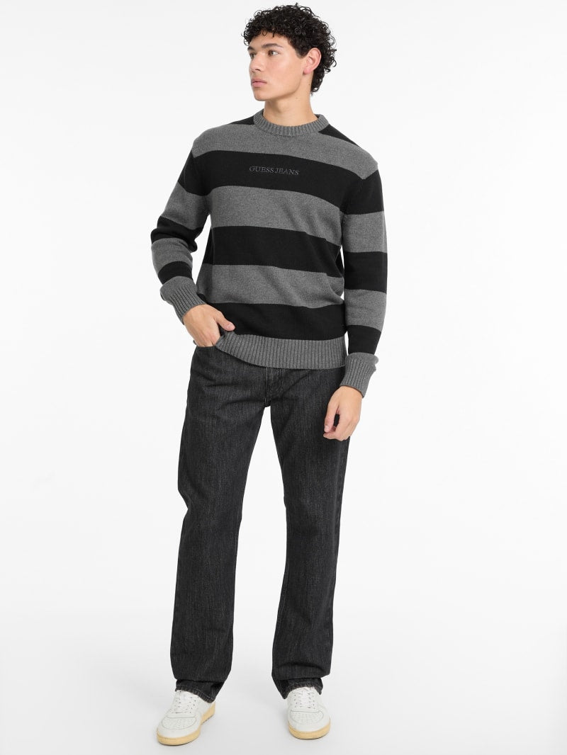 Striped Embroidered Logo Sweater