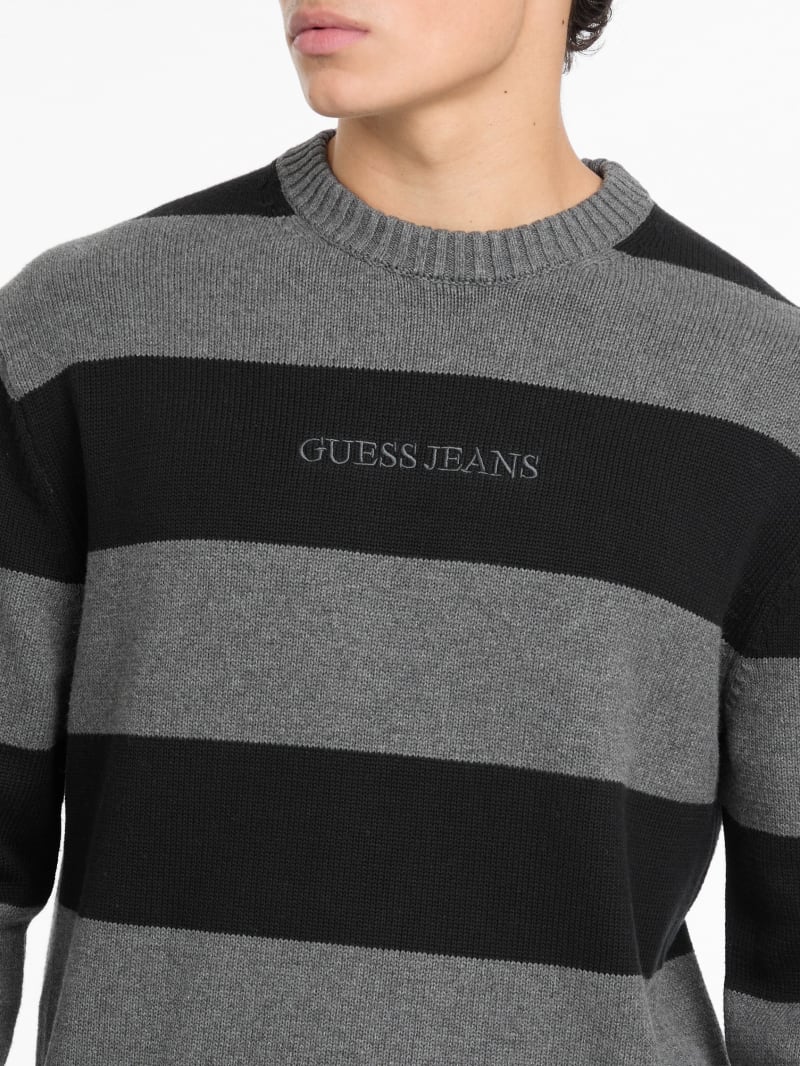 Striped Embroidered Logo Sweater