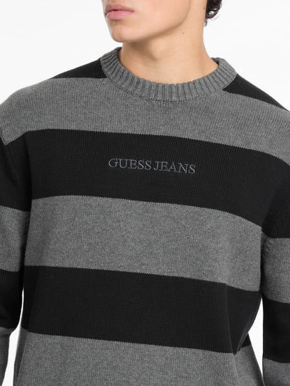 Striped Embroidered Logo Sweater