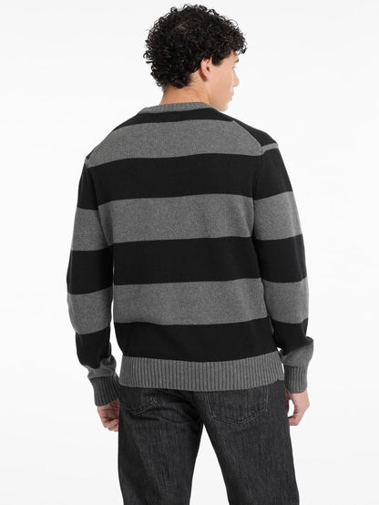 Striped Embroidered Logo Sweater