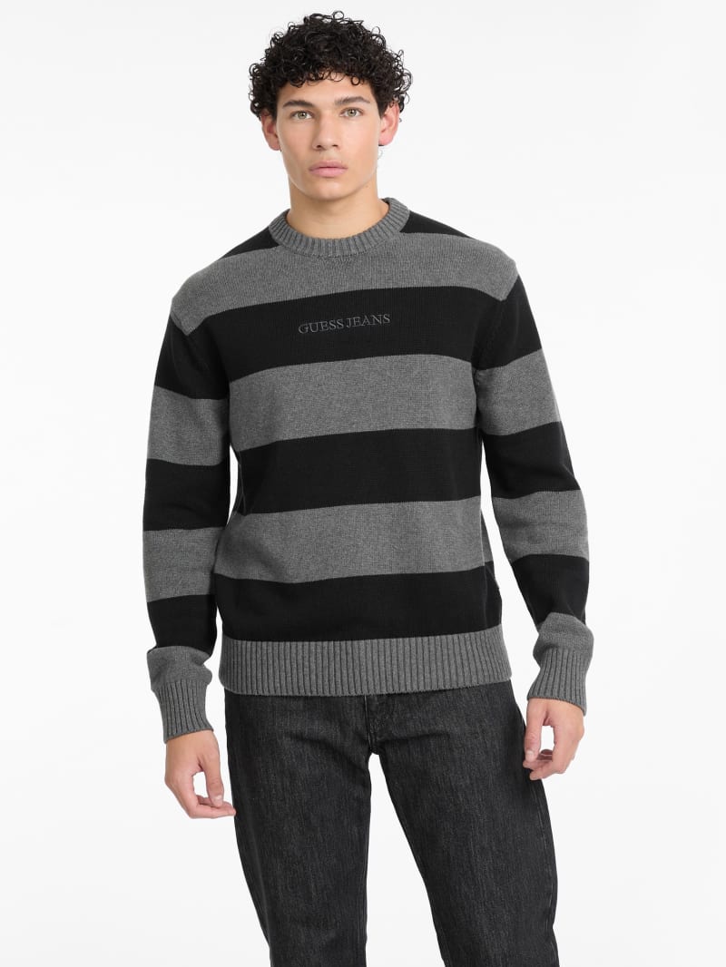 Striped Embroidered Logo Sweater