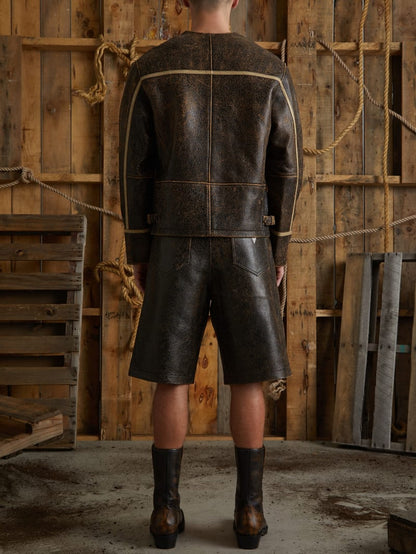 crackle leather jacket