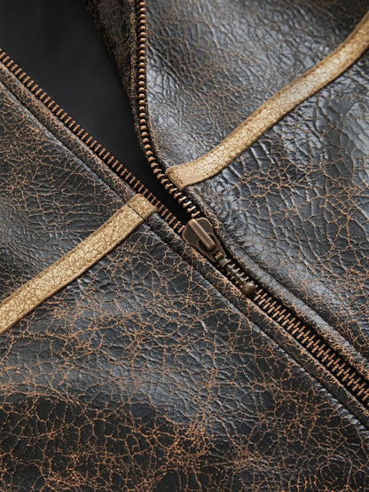 crackle leather jacket