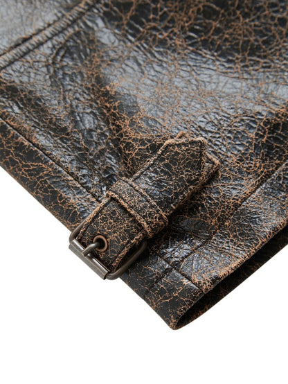 crackle leather jacket