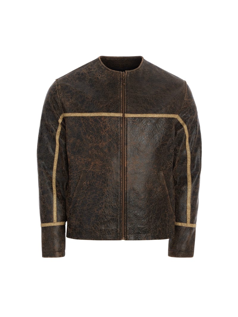 crackle leather jacket