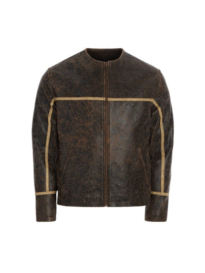 crackle leather jacket
