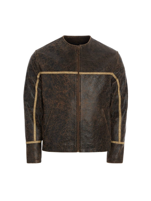 crackle leather jacket