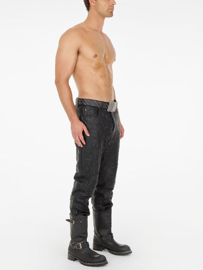 crinkle leather pant
