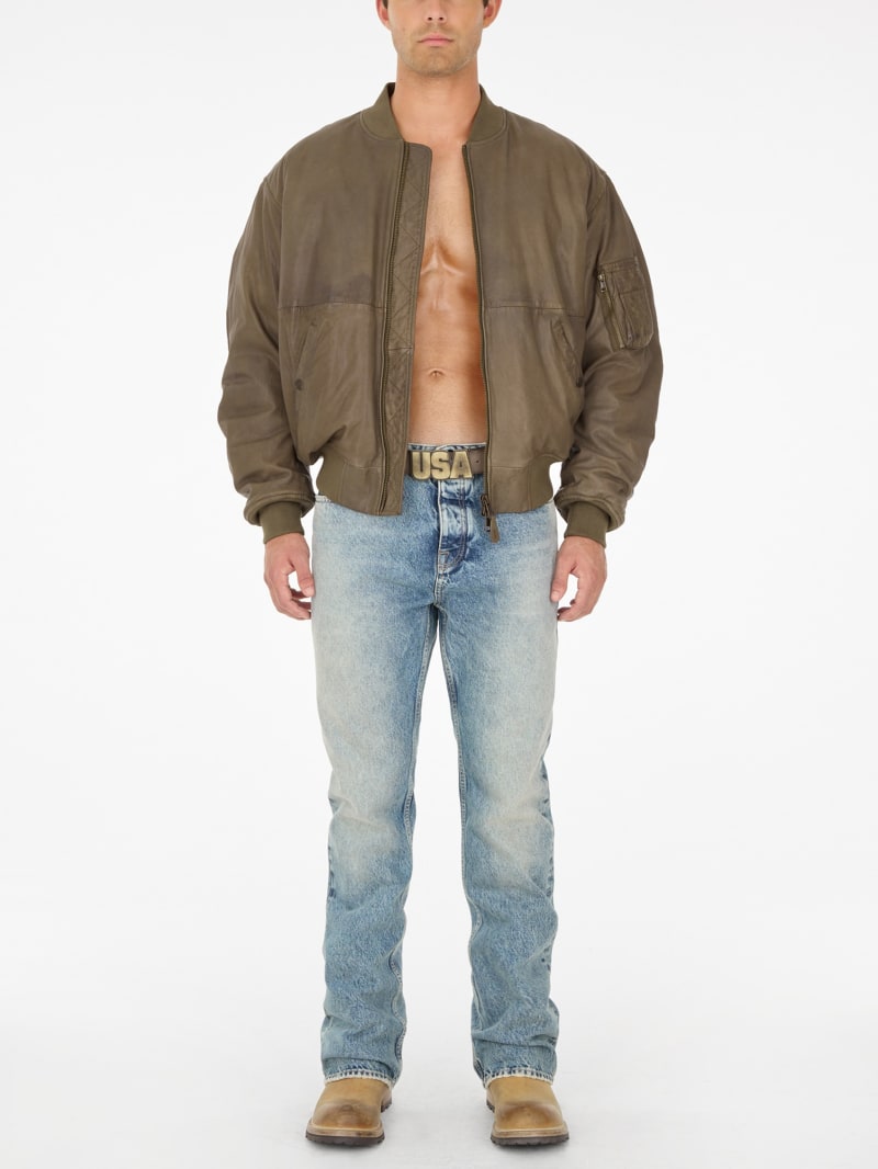 cropped leather flight jacket
