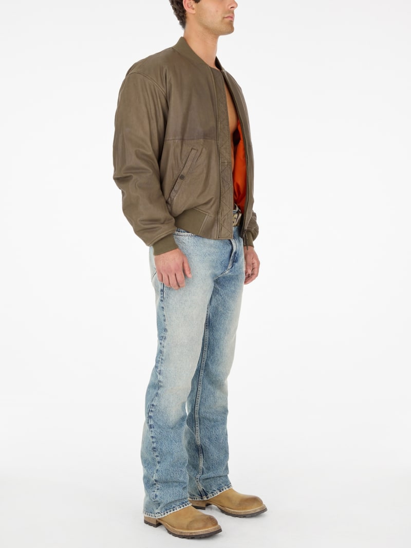 cropped leather flight jacket