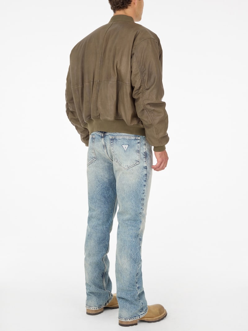 cropped leather flight jacket
