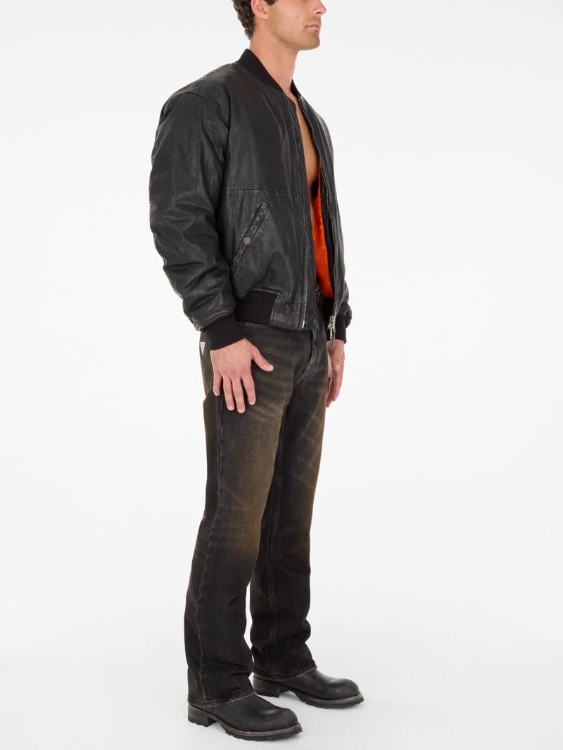 cropped leather flight jacket