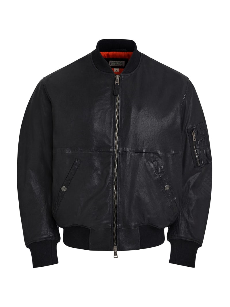 cropped leather flight jacket
