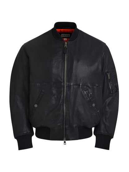 cropped leather flight jacket