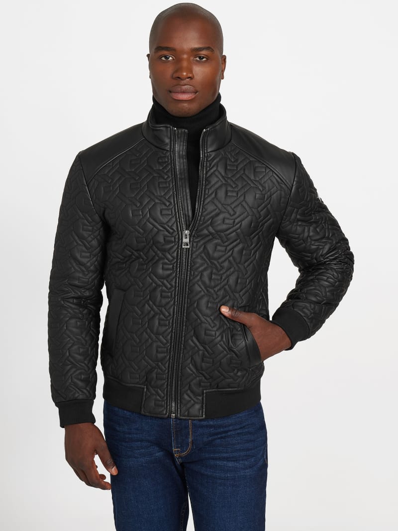 G Chain Quilted Faux-Leather Jacket