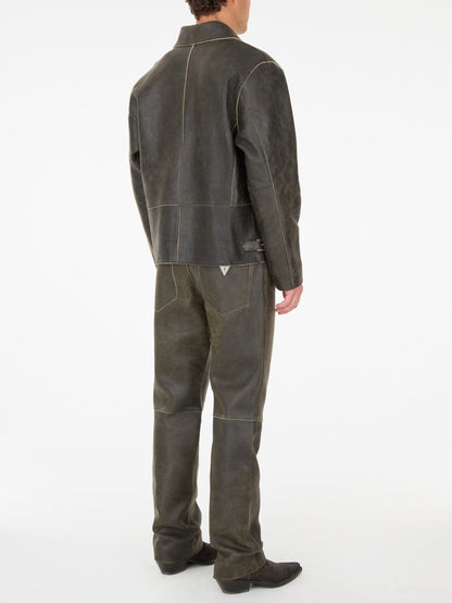 crackled leather jacket