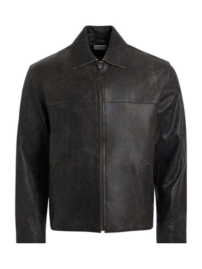 crackled leather jacket