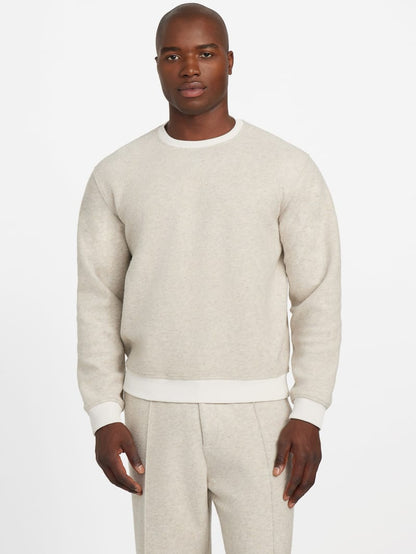 Crewneck Scuba Wool-Blend Melange Sweater