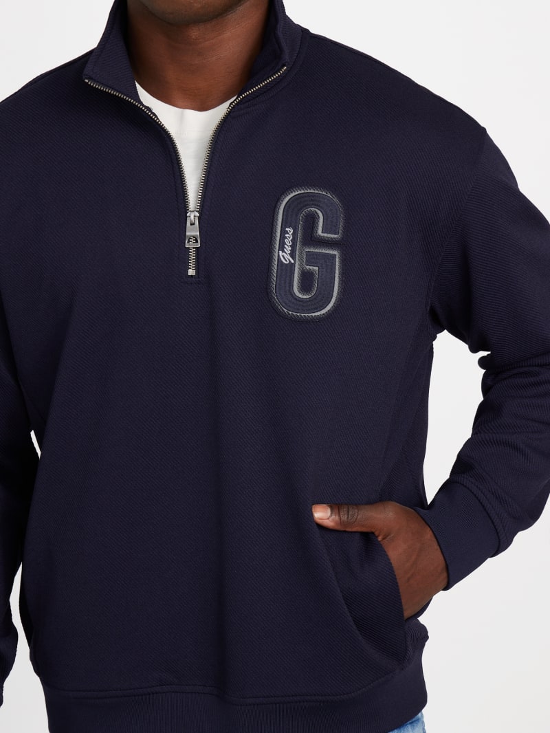 Eco Harris Twill Zip Mock Neck Sweater