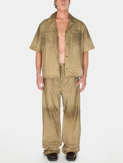 suede snap-button relaxed pant