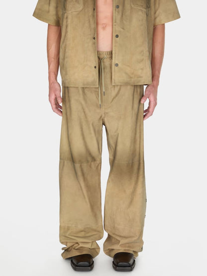 suede snap-button relaxed pant
