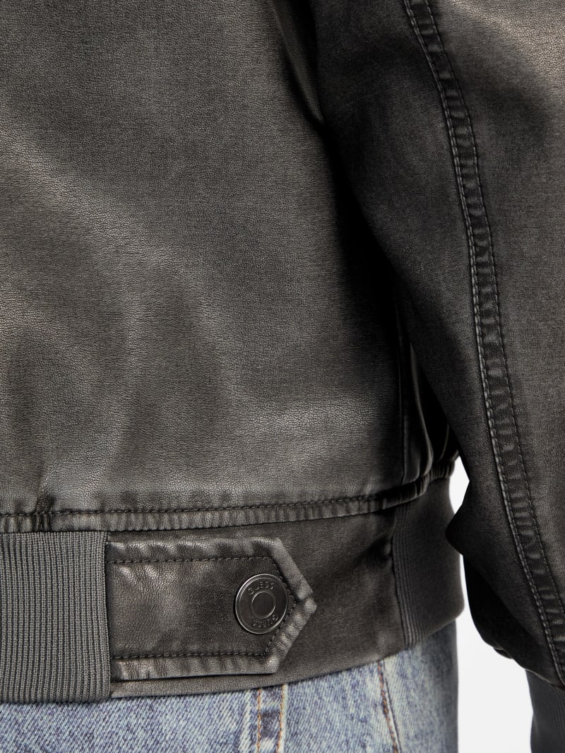 Faux-Leather Aviator Jacket