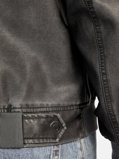 Faux-Leather Aviator Jacket