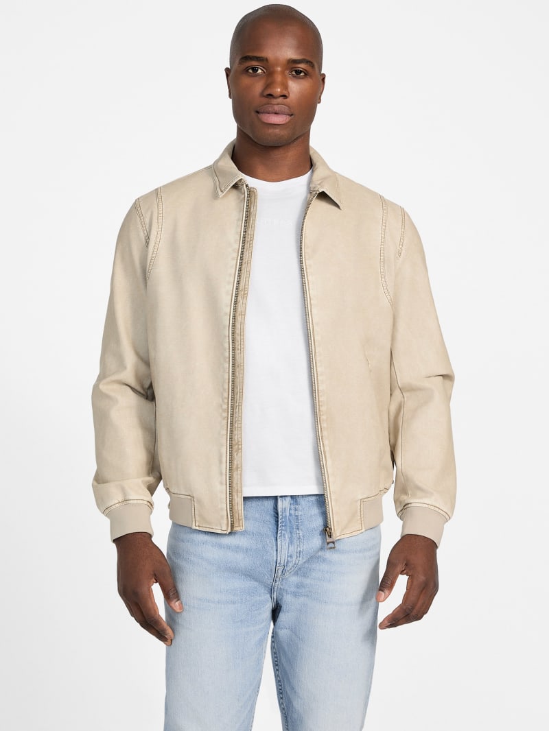Faux-Leather Aviator Jacket