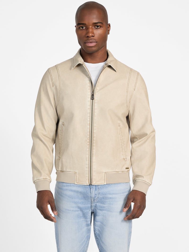 Faux-Leather Aviator Jacket