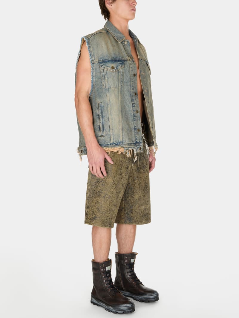 washed denim trucker vest