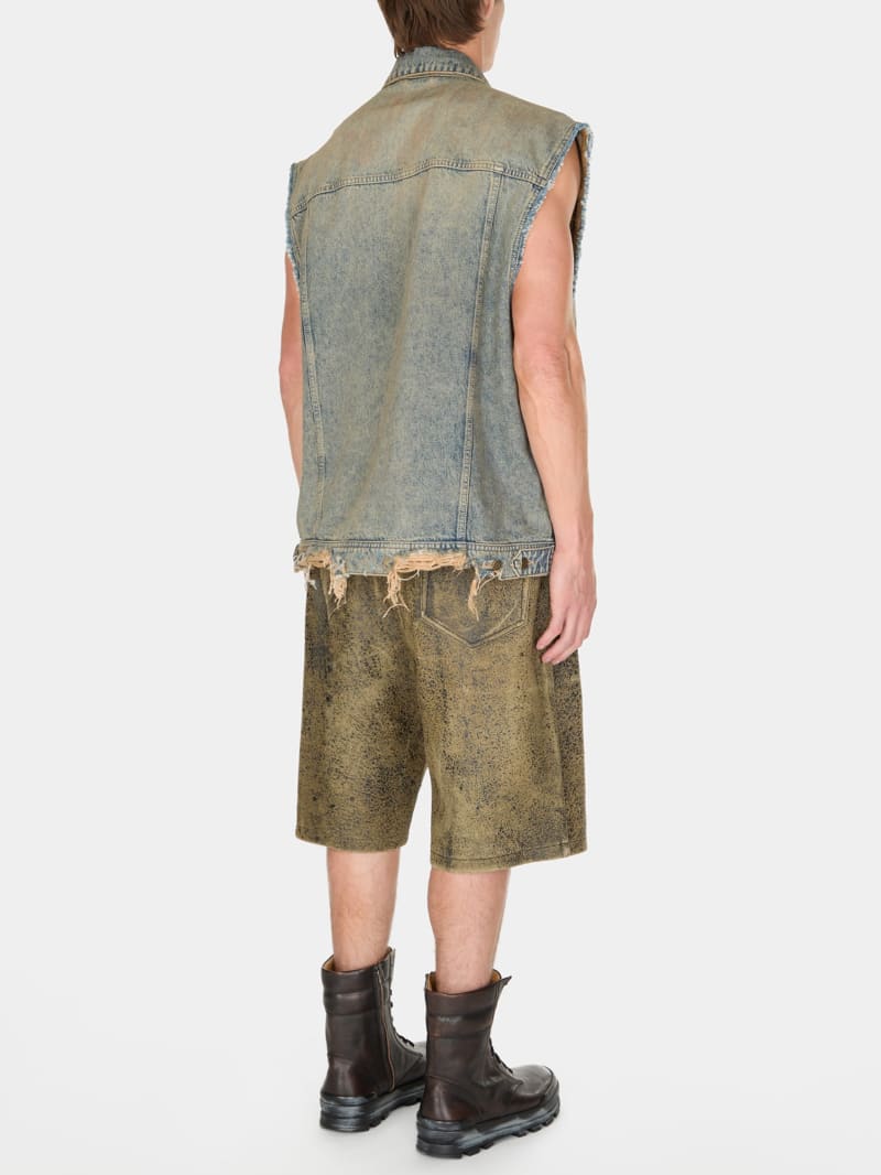 washed denim trucker vest