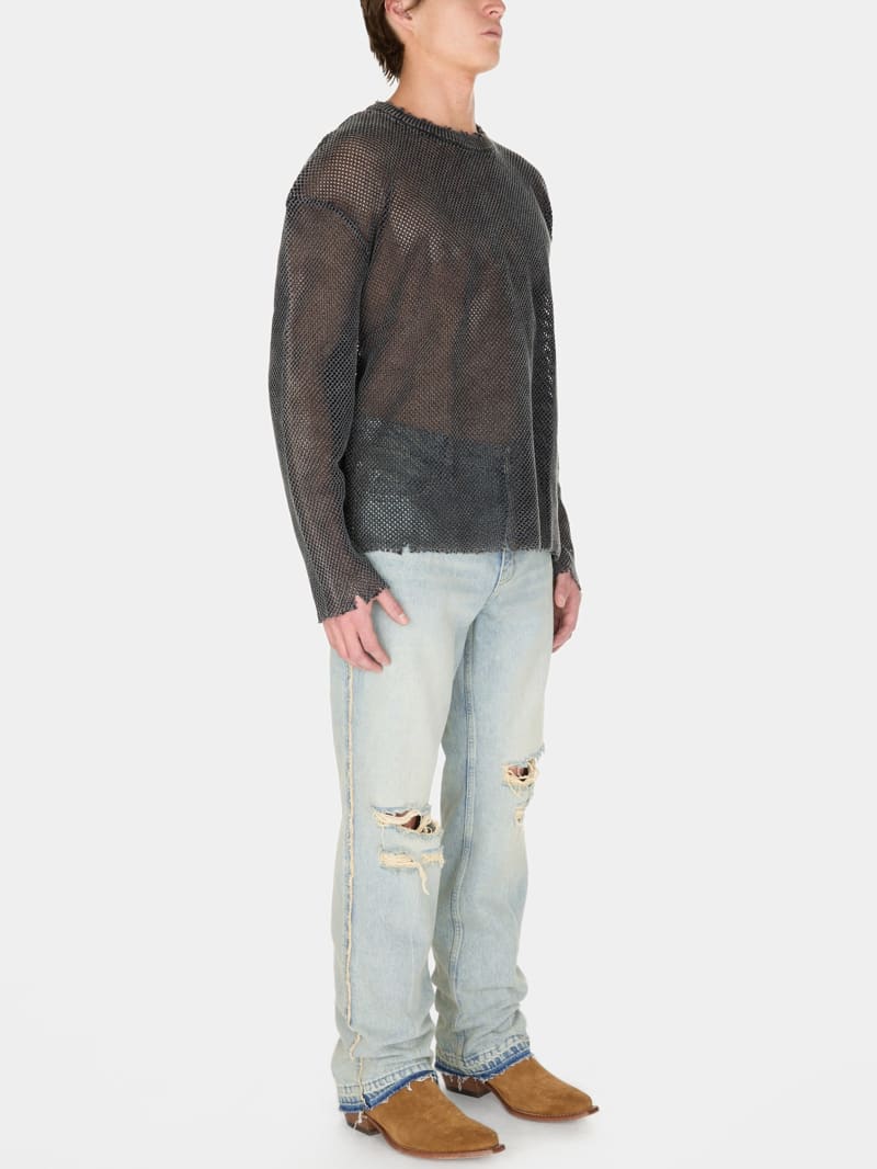 distressed denim flare pant