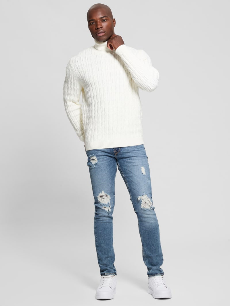 Eco Ezra Turtleneck Cable-Knit Sweater