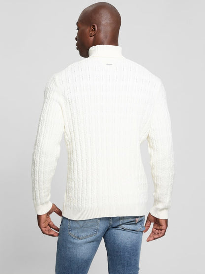 Eco Ezra Turtleneck Cable-Knit Sweater