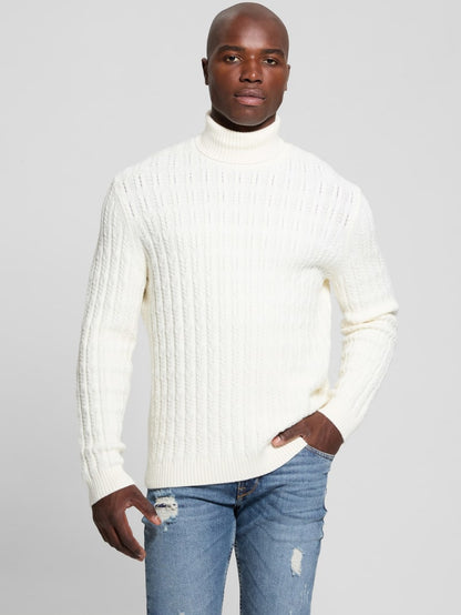 Eco Ezra Turtleneck Cable-Knit Sweater