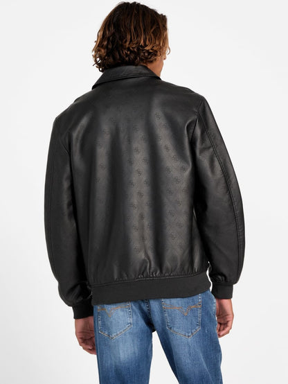 Monogram Faux-Leather Aviator Jacket