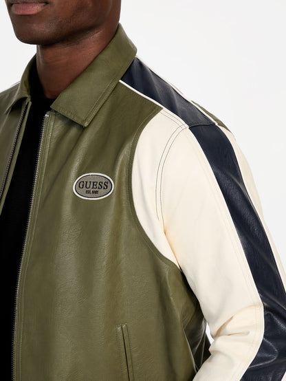 Color-Block Faux-Leather Jacket