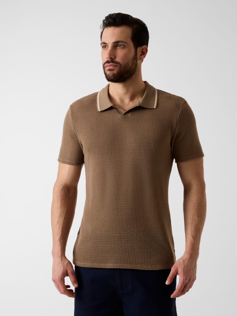 Buttonless polo shirt