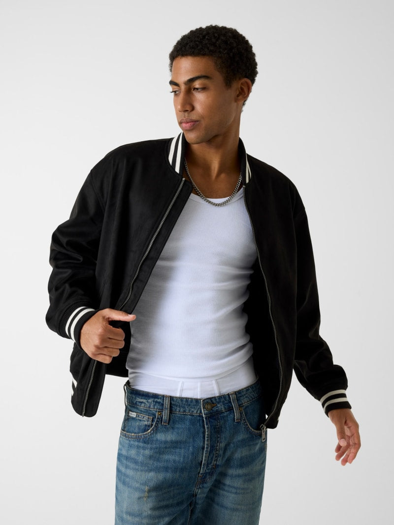 Faux suede bomber jacket
